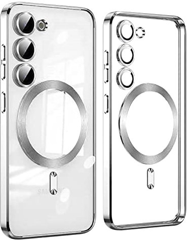 Keteen Clear Magnetic für Samsung Galaxy S22 Hülle ultradünne Hanyhülle Samsung S22 Hülle [Kameraschutz Eingebaut] Ultra Dünn Silikon Anti Fingerabdruck Kratzfeste Hülle für Samsung S22, Silber