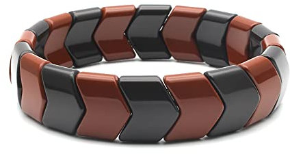 Power Ionics Gemischtes Turmalin-Armband mit 15mm Pfeilperlen & Edelstahl – Handgemachtes Chakra-Armband für Männer und Frauen, 17,5-21 cm – Elastisches Geschenkarmband mit Echten Steinen