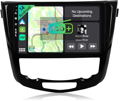 YUNTX [DAB-4G+64G] Android 13 Autoradio für Nissan X-Trail Qashqai j11 Rouge 2014-2018-[Integriertes DAB+/CarPlay/Android Auto/DSP/GPS]-10.1” IPS 2.5D Touch-Screen-MIC+Kamera-USB/MirrorLink