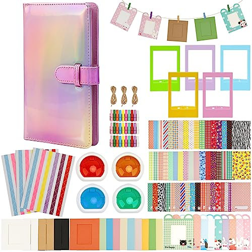UMILKI Mini Bilderrahmen Set, Instax Mini Film Rahme Set mit Fotorahmen Aufkleber Papier Bilderrahmen Album Linsenfilter für Fujifilm Instax Mini 9/8/7S/70/26/50S/90 Kamera Film Polaroid Kamera Foto