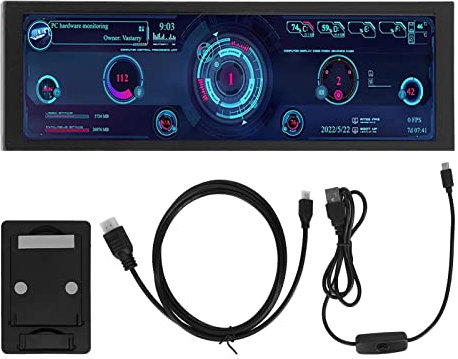 Monitor de Temperatura de Computadora de 7.9 Pulgadas con Interfaz Multimedia Micro USB y Mini HD, Monitor de Temperatura de Datos CPU GPU SSD para AIDA64, Pantalla de Panel de