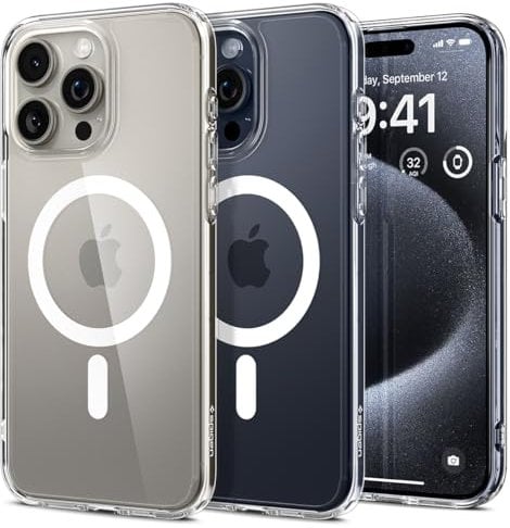 Spigen Ultra Hybrid MagFit Case for iPhone 15 Pro Max, Compatible with MagSafe Accessories - White