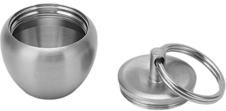 Edelstahl Pillenbehälter/Pillendose, Mini Runde Metall Medikamentenbox Mit Schlüsselanhänger Wasserdichter Apfel Förmiger Pillenhalter Ideal Für Unterwegs, Tragbar Praktisch