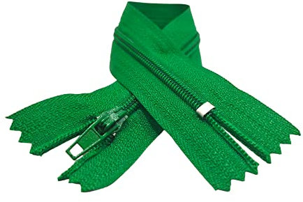 10 Chiusure Lampo in Nylon, 24 Colori e Misure, Cerniera per Cucire, Chiusure Lampo per Cucire su Vestiti, Tessuti, Chiusuri Lampo al Metro n.3, 10 x 30 cm, verde 129