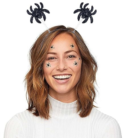 Goldschmidt Halloween Haarreif | Tiara mit Spinnen/Fledermäusen | Haarschmuck Kopfbedeckung (Spinnen schwarz)