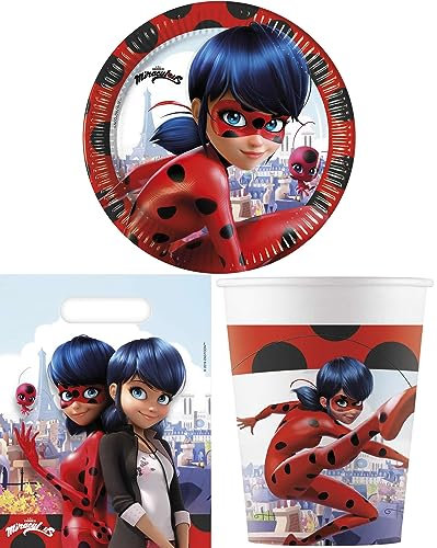 28-tlg. Set Kindergeburtstag Party Feier Fete Deko Motto Miraculous Ladybug