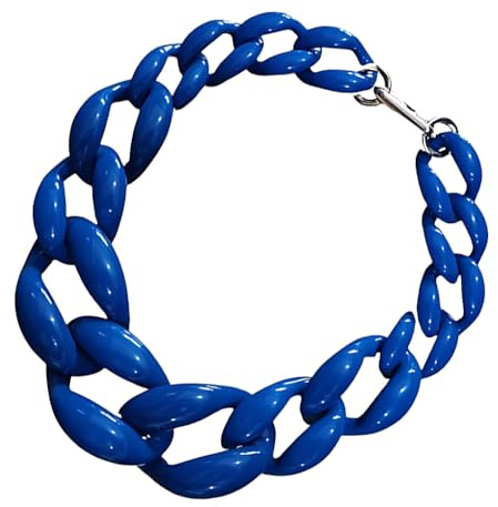 BEALIFE Damen Halskette im Vintage Stil, klobige Acryl Gliederkette, Statement Schmuck, modisches Statement, handgefertigt, kubanischer Kettenkragen