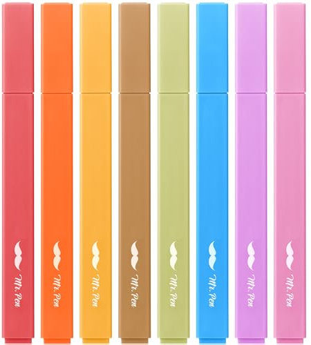 Mr. Pen Aesthetic Highlighters - 8 pcs, Chisel Tip, Warm Colors, Cute Assorted Bible Highlighters - No Bleed