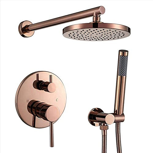 Sistema Doccia Docce per bagni Set rubinetteria da bagno con soffione doccia a pioggia in oro rosa 8