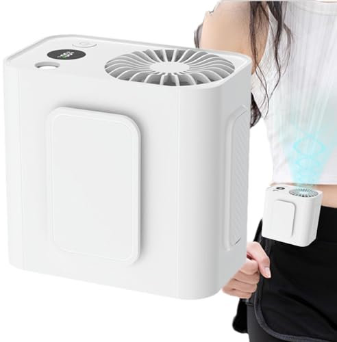 Bvizyelck Waist Clip Fan, Portable Clip On Belt Fan With Flashlight, USB Rechargeable Handheld Fan With Charging Function, Wearable Necklace Fan, Hands- Waist Fan For Camping, Traveling, Working
