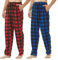 LNFINTDO Confezione da 1 – 2 pantaloni pigiama da uomo in pile, motivo scozzese, morbidi, a quadretti, con tasche, indumenti da notte, rosso e blu., M
