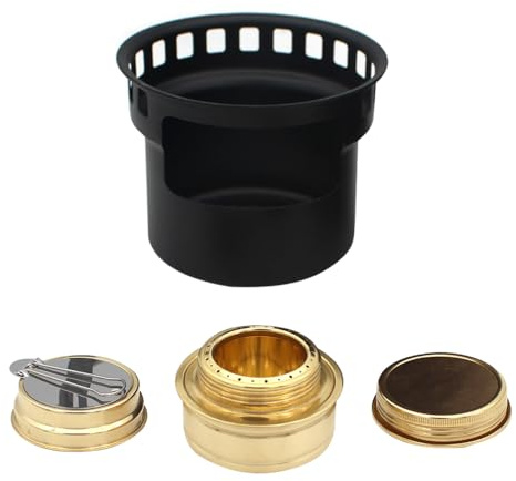 Alcohol Stove, Portable Lightweight Brass Spirit Burner with Stove Cover Mini Aluminum Camping Stove for Outdoor Camping Hiking Backpacking
