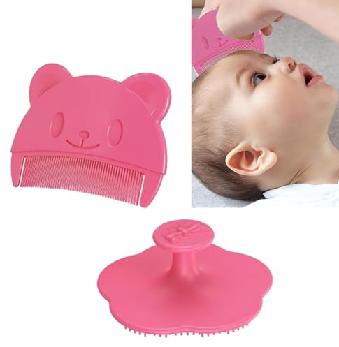 2 Stück Baby-Bad-Bürste, Wiegenhut-Baby-Entfernungsbürste, weiche Borsten, Kopfhaut-Massage-Bürste, Baby, Baby-Haarbürste, für Neugeborene, Kleinkinder