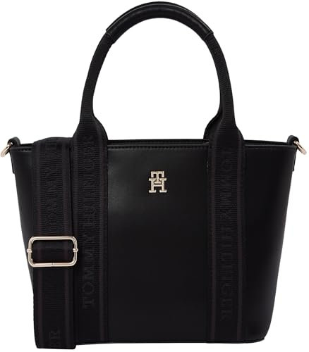 Tommy Hilfiger Damen Tote Bag Tasche Mini Logotape Klein, Schwarz (Black), Einheitsgröße