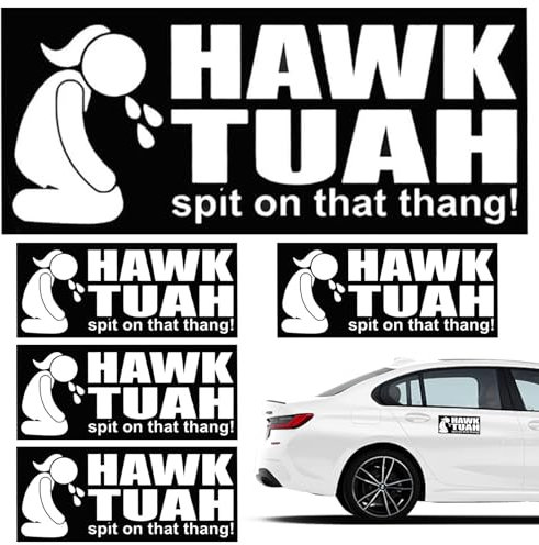 5 Stück Hawk Tuah Aufkleber,Hawk Tuah Sticker,Spit on That Thing Aufkleber,Wasserfester Lustiger Spit on That Thang Car,Hochwertige Vinyl-Aufkleber für Autofenster,Stoßstangen,Laptops
