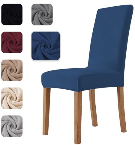 Homebliss Stuhlhussen 4er Set Stretch,Stuhlhussen Schwingstühle Elastisch für Esszimmer- und Küchenstühle, Stuhlbezug Sehr Weich Bequem Kratzfest Blau