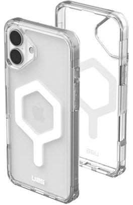 URBAN ARMOR GEAR UAG Designed for iPhone 16 Plus Case 6.7 Plyo - Compatible with MagSafe Charging Rugged Slim Anti-Yellowing Transparent Clear Shockproof Military Grade Protective Cover, Ice/White
