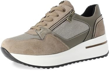 inblu Snekers Donna con Lacci e Cerniera Laterale, Suola Bianca di 4cm, Scarpe da Ginnastica, Sabbia, 40 EU