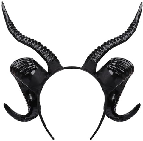Baobiutin Tornillo de oveja Diadema, Tornillo de oveja Diadema texturizado Hornos Diabarra Negro Hornos brillantes 11.4x11.8in PP Cosplay Horns for Devil, Demon, Halloween Party, Horns Diadema