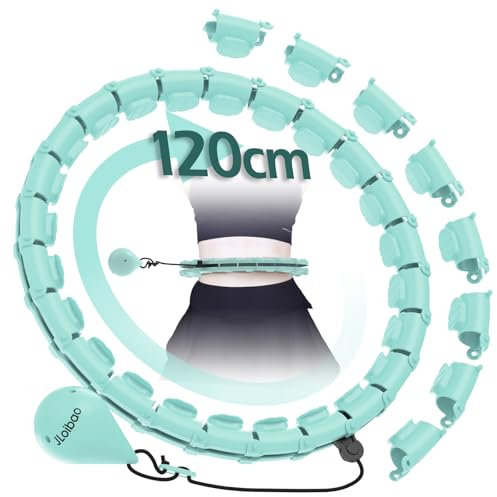 JLoibao Gewichteter Hula-Kreis-Reifen für Erwachsene, Gewichtsverlust, Infinity-Fitness-Reifen, Übergröße 66-120 cm, 24 abnehmbare Glieder, Übungsreifen geeignet für Frauen und Anfänger