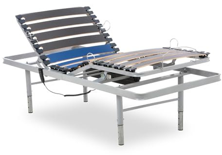 Geriafy - Elektrisch Verstellbarer Lattenrost | 80x190 cm | Verstärkt und kompakt | Kabelgebundene Fernbedienung und in 4 Höhen verstellbare Beine