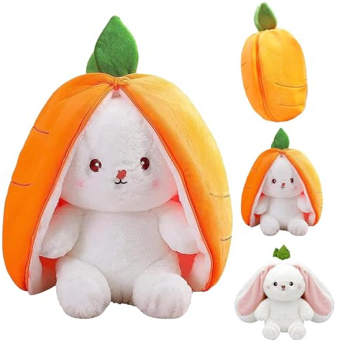 Yhjxly Hase Plüschtier Verstecken Gelb, Hase Kuscheltier Karotte 25cm, Plüschtier Hase, Karotte Plüsch, Hasenplüschtier,Kuscheltier Osterhase Puppe Geschenk für Kinder