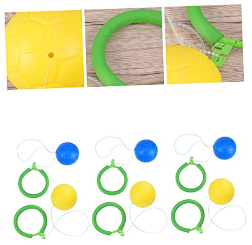KONTONTY Kinder Springball 6 Stück Aus Schwamm Und PVC Bunter Sprungring Mit Schnur Fitnessspielzeug Für Drinnen Und Draußen