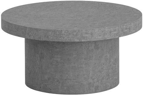 Wohnling Couchtisch 60x60x30 cm Grau Sofatisch in Beton-Optik Modern, Design Wohnzimmertisch Rund, Loungetisch in Pilz-Form, Kaffeetisch Beistelltisch Klein