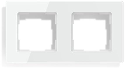 AVATTO Glas-Abdeckrahmen 2-Fach für AVATTO Lichtschaltern,Thermostaten, Steckdosen und Rollladenschaltern, Weiß