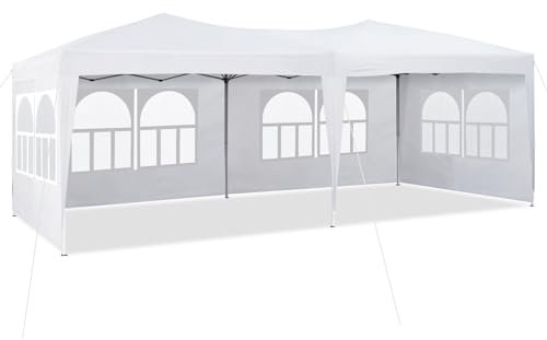 TUKAILAi Faltpavillon 3x6m, Partyzelt Pavillon mit 6 abnehmbaren Seitenwänden, Wasserdicht Stabil Gartenzelt Pavillon, Gartenpavillon für Hochzeiten, Freien, Garten (Weiß)