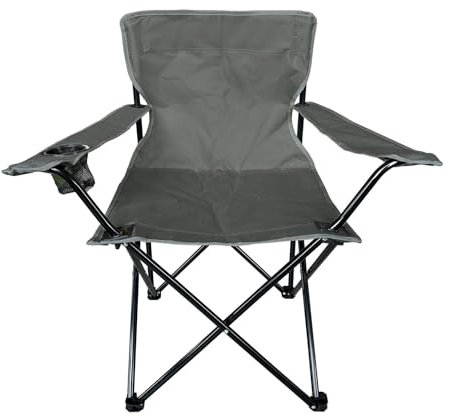 OHS Grey Camping Chair, Folding Chairs Outdoor Lightweight Comfy Foldable Picnic Festival Garden Camping Chairs for Adults Hiking Fishing Sturdy Drinks Cup Holder