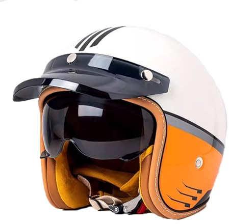 Motorrad Jethelm mit Visier Retro Motorrad Halbhelm Halbschalenhelm Rollerhelm DOTECE Zertifiziert Cruiser Rollerhelm Schutzhelm für Damen und Herren