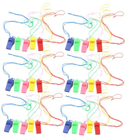 Toyvian 100pièces Sifflet Plastique Avec Cordon Sifflet Pour Jeux Et Entraînement Polyvalent Et Coloré Pour Garçon Fille Et Activités