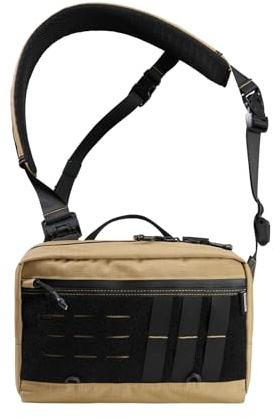 TACTICAL_GEEK L3 Pro EDC Umhängetasche, Brusttasche mit verstellbarem Gurt, Alltagsschultertasche für Outdoor& Reisen, Große Kapazität Daypack Organizer für Kamera, Drohnen & EDC Gear, T500 Coyote Tan