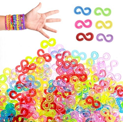 Zwenjuan Loom Bänder Verschlüsse,500 Stück S Clips Bunt Bänder Zubehör,Verschlüsse Clips,Plastik Gummibänder Clips für Den Anschluss Von Schmuck Zubehör(Farbe)