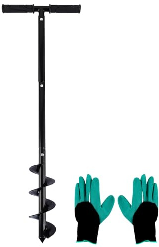 APACALI 1 Stück Handerdbohrer 60-85cm Einstellbarer, Erdlochbohrer mit Abnehmbarer rutschfestem Griff, Erdbohrer für Akkuschrauber, Garten Pflanzbohrer für das Setzen von Zaunpfählen, Einpflanzungen