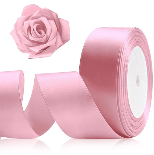 Nastro Raso Rosa 4 cm x 22,8 m, Nastro Decorativo Nastrino Regalo, Nastro di Raso Largo Nastro Satinato, Nastri Regali per Confezionare Regali, Matrimoni, Fiocchi, Fioristi, Feste di Compleanno
