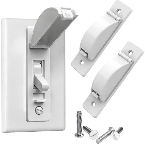AXYLOEVA Light Switch Cover Guard, Child Proof Switch Guard 2 Pack for Toggle Switch, Prevent Kids from Turning Lights On/Off, Easy Install Wall Switch Protector (White)