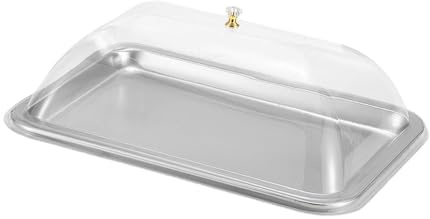 SiaBiced Bandeja para Pasteles Bandeja con Tapa Transparente Fuente Rectangular para Servir Dulces Multifuncional para Presentación en Reuniones Negoci, 36x27x2cm