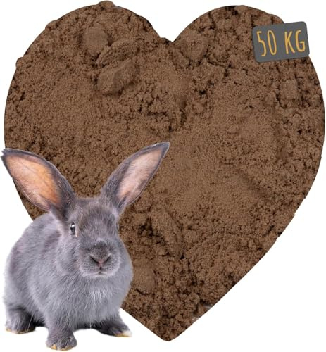 Petigi Buddelsand Kaninchen, Hasen, Chinchilla, für Buddelkisten | 50 kg, lehmfrei, für sensible Pfoten geeignet, frei von chemischen Zusätzen und Verunreinigungen