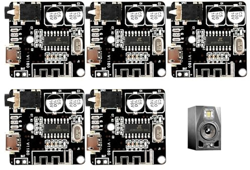 5 Piezas Módulo Bluetooth 5.0 Audio Receptor VHM-314, Placa Decodificadora MP3 Estéreo Inalámbrica con Salida Jack 3.5mm, Alimentación Micro USB 3.7-5V para Amplificador Altavoz DIY