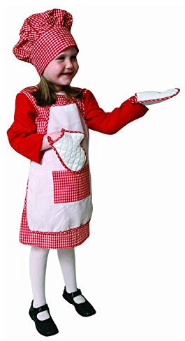 Dress Up America Set di costumi Rosso Gingham Chef della ragazza per bambini