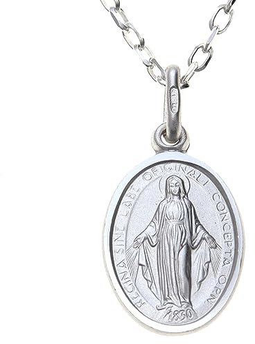 Alexander Castle Solide 925 Sterling Silber Wundertätige Medaille Katholische Halskette - 14mm x 10mm Wundertätige Medaille mit 18 925 Sterling Silber Kette & Schmuck Geschenk-Box
