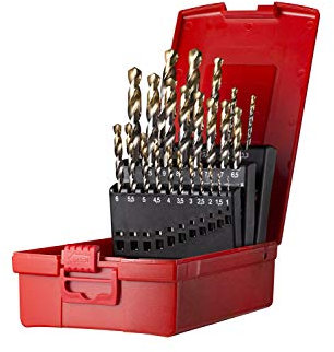 Dormer A095200 HSS High Speed Steel Jobber Drill Bit Set with 118 Degree Tin Tipped Split Point, Set of 24