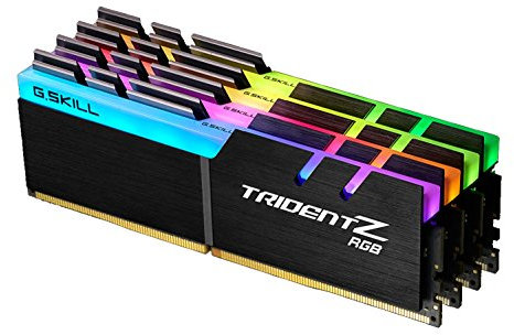 G.SKILL F4-3200C14Q-32GTZR Trident Z RGB Series 32 GB (8 GB x 4) DDR4 3200 MHz PC4-25600 CL14 Dual Channel Memory Kit - Black with full length RGB LED light bar