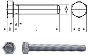 Dresselhaus 0/0222/001/12,0/35/ /01 Sechskantschrauben 8.8 mit Gewinde bis Kopf DIN 933, M 12 x 35, galv. verzinkt, 100 Stück