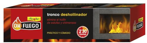 Flower - Tronco Deshollinador Autolimpieza 1.5 Kg | Elimina y Previene Acumulación de Hollín | Arde 2.3 Horas | Ideal para Estufas y Chimeneas, Único