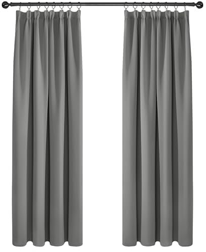Deconovo Verdunkelungsvorhang Kräuselband Gardinen Schlafzimmer Thermogardine Kälteschutz Kräuselband, 229x229cm(HöhexBreite), Hellgrau, 2er Set