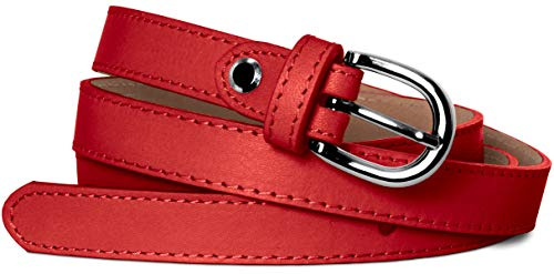 Caspar GU273 schmaler Damen Leder Gürtel Taillengürtel, Gürtelgröße:80, Farbe:rot