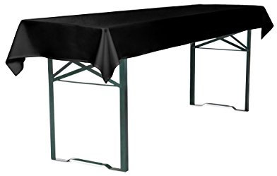 TexDeko® Tischdecke für Bierzeltgarnitur 250 x 100 cm Biertischdecke (Schwarz) Blickdicht waschbar & wiederverwendbar mit Oeko-TEX Zertifikat